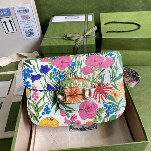 Gucci Handbags GG bag Gucci Horsebit 1955 small shoulder bag Women's Bag 602204 Flowers