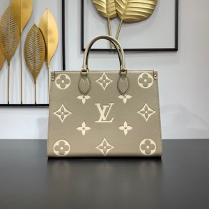 Louis Vuitton Onthego MM Bicolor Monogram Empreinte Leather Handbags Women's Handbag M45494 
