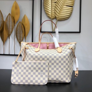 Louis Vuitton Neverfull MM Bag Damier Azur LV Shopping Bag Handbags N41605 