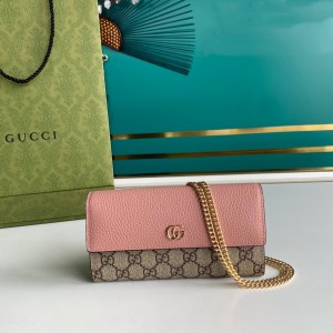 Gucci Handbags Mini bag GG Marmont chain wallet Gucci wallet Chain wallet for women 546585 Pink