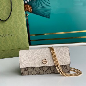 Gucci Handbags Mini bag GG Marmont chain wallet Gucci wallet Chain wallet for women 546585 White