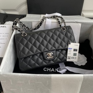 Fashion Handbags Classic Handbag Classic Flap Bag Small Chain Bag 25cm Silver-Tone 1112-U Black 