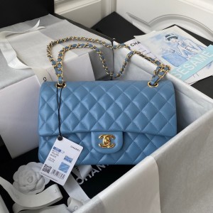 Fashion Handbags Classic Handbag Classic Flap Bag Small Chain Bag 25cm Gold-Tone 1112-W Blue