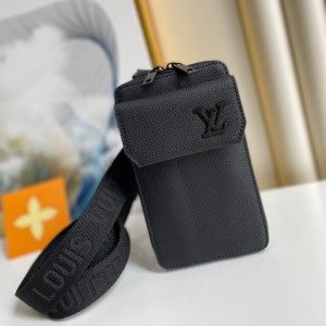Louis Vuitton Phone Pouch Mini Leather Phone Bag Men's Leather Phone Pouch M81321 Black