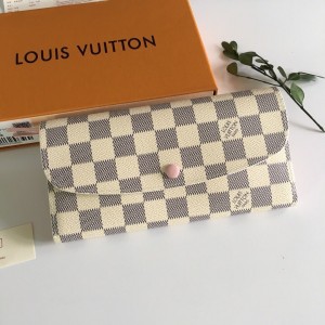Louis Vuitton Emilie Wallet Damier Azur Canvas LV Wallet Women's Walelt N41625 Pink