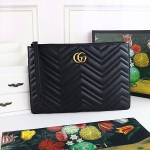 Gucci Handbags GG Marmont leather pouch with Heart Clutch Bag 525541 476440 Black