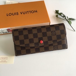 Louis Vuitton Emilie Wallet Damier Ebene LV Wallet Women's Wallet N63544 N60214 Red