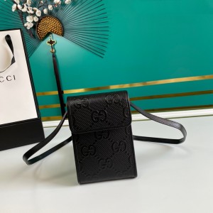 Gucci Handbags GG bag GG embossed mini bag strapped wallet 625571 Black