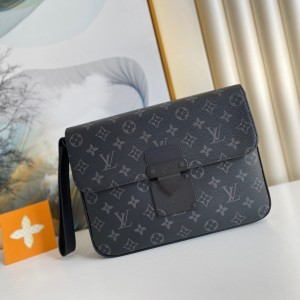 Louis Vuitton S Lock A4 Pouch Monogram Eclipse Canvas Pouch Men's Wrist Bag Clutch Bag M80560
