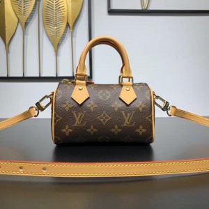 Louis Vuitton Nano Speedy Monogram Handbag Women's mini Bag Shoulderbag M81085