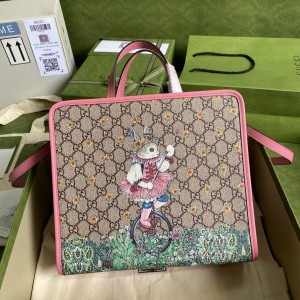 Gucci Handbags GG bag Children's Yuko Higuchi tote bag Rabbit with Single wheel bicycle with strap 630542 605614