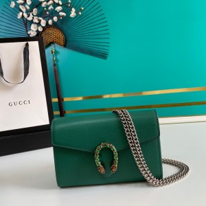 Gucci Handbags Women's bag GG bag Dionysus leather mini chain bag chain wallet 401231 Green