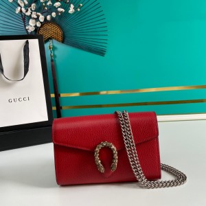 Gucci Handbags Women's bag GG bag Dionysus leather mini chain bag chain wallet 401231 Red