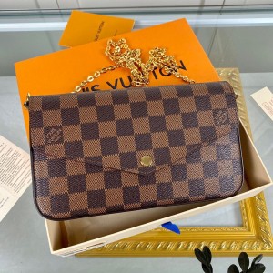 Louis Vuitton Pochette Felicie Bag Damier Ebene LV Handbags Chain Bag N63032
