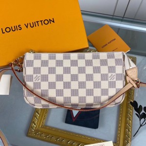 Louis Vuitton Pochette Accessoires Damier Azur Canvas LV Handbag Shoulderbag N41207 
