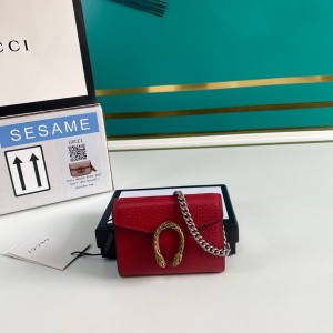 Gucci Handbags GG bag GG Supreme super mini bag Red Leather mini chain bag 574930