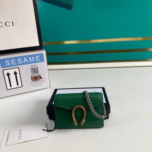Gucci Handbags GG bag GG Supreme super mini bag Green Leather mini chain bag 574930