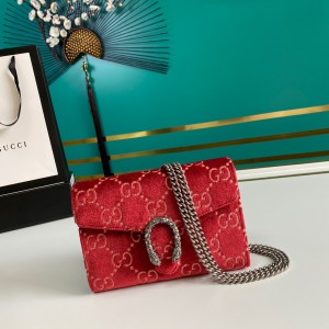 Gucci Handbags Women's bag GG bag Dionysus Suede leather mini chain bag chain wallet 401231 Red