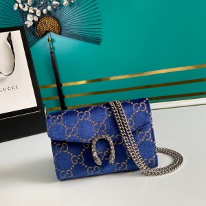 Gucci Handbags Women's bag GG bag Dionysus Suede leather mini chain bag chain wallet 401231 Blue