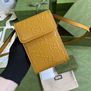 Gucci Handbags GG bag GG embossed mini bag strapped wallet 625571 Yellow