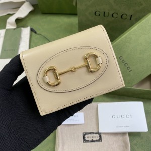 Gucci Wallets Women's Wallet GG wallet Gucci Horsebit 1955 card case wallet 621887 Beige