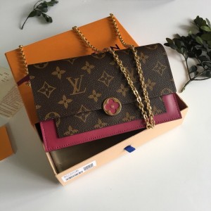 Louis Vuitton Flore chain wallet In Monogram Canvas LV Handbags Chain Bag M67405 M69578 Fuchsia