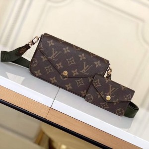 Louis Vuitton Felicie Pochette Strap & Go Bag LV Handbags Shoulderbag M80091 Green