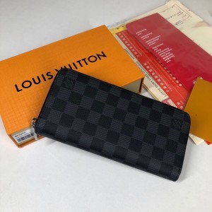 Louis Vuitton Zippy Wallet Vertical Damier Graphite Canvas LV Wallet Long Wallet N63095
