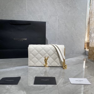 YSL Becky Chain Wallet In Quilted Lambskin Chain bag 22.5CM 5850311 White