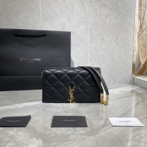 YSL Becky Chain Wallet In Quilted Lambskin Chain bag 22.5CM 5850311 Black
