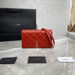 YSL Becky Chain Wallet In Quilted Lambskin Chain bag 22.5CM 5850311 Red