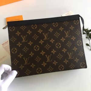 Louis Vuitton Pochette Voyage MM Monogram Canvas Pouch LV Handbags Men's Pouch M61694 