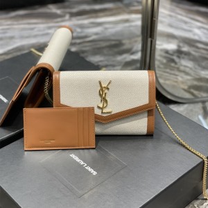 YSL Uptown Chain Wallet Canvas with Leather Mini Envelope bag 19CM 6077881