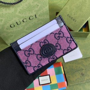 Gucci Wallet Women's Card case GG card holder GG Multicolor Canvas card case wallet 659601 Pink