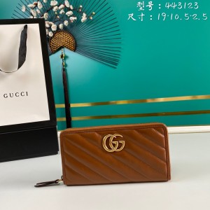 Gucci Wallet Women's Wallet GG wallet GG Marmont matelasse zip around wallet 443123 Brown