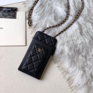 Fashion Handbags Phone Bag with Chain Black Zipped Phone Bag Card Holder AP0990 Gold