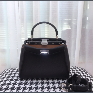 FENDI Peekaboo Mini Black Selleria Bag Handbag Shoulderbag 23cm 20342
