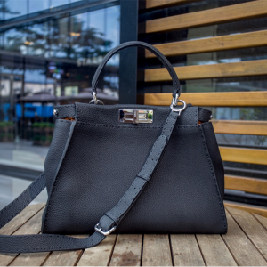 FENDI Peekaboo Medium Black Selleria Bag Handbag Shoulderbag 33cm 20342