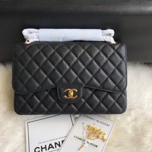 Fashion Handbags Classic Handbag Classic Flap Bag Chain Bag 30cm Gold-Tone 1113-B Black