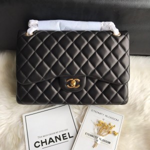 Fashion Handbags Classic Handbag Classic Flap Bag Chain Bag 30cm Gold-Tone 1113-D Black