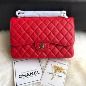 Fashion Handbags Classic Handbag Classic Flap Bag Chain Bag 30cm Gold-Tone 1113-E Red