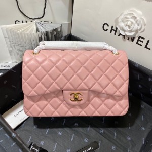 Fashion Handbags Classic Handbag Classic Flap Bag Chain Bag 30cm Gold-Tone 1113-G Light Pink