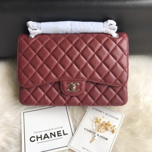 Fashion Handbags Classic Handbag Classic Flap Bag Chain Bag 30cm Silver-Tone 1113-C Red