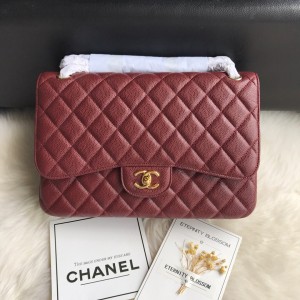 Fashion Handbags Classic Handbag Classic Flap Bag Chain Bag 30cm Gold-Tone 1113-C Red