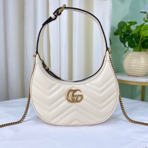 GG Handbags GG Marmont half-moon-shaped mini bag White Leather Mini Chain Bag Shoulder bag 699514 