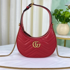 GG Handbags GG Marmont half-moon-shaped mini bag Red Leather Mini Chain Bag Shoulder bag 699514 