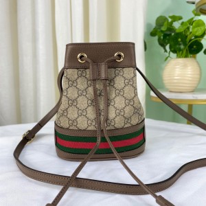 GG Handbags Ophidia mini GG bucket bag GG Supreme mini Shoulderbag G bag for Women 550620 Brown