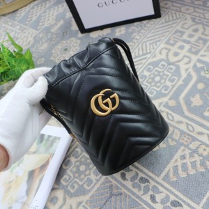 GG Handbags GG Marmont mini bucket bag Black Leather Mini Chain Bag Women's Bag 575163
