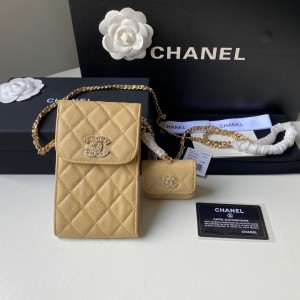 Fashion Handbags Phone & Airpods pro case with Chain Phone Bag Card holder AP2742B Apricot