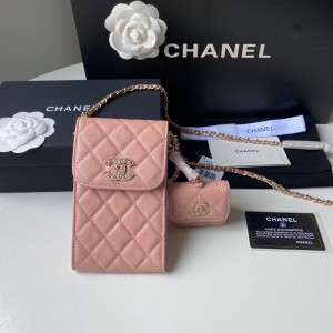 Fashion Handbags Phone & Airpods pro case with Chain Phone Bag Card holder AP2742B Light pink